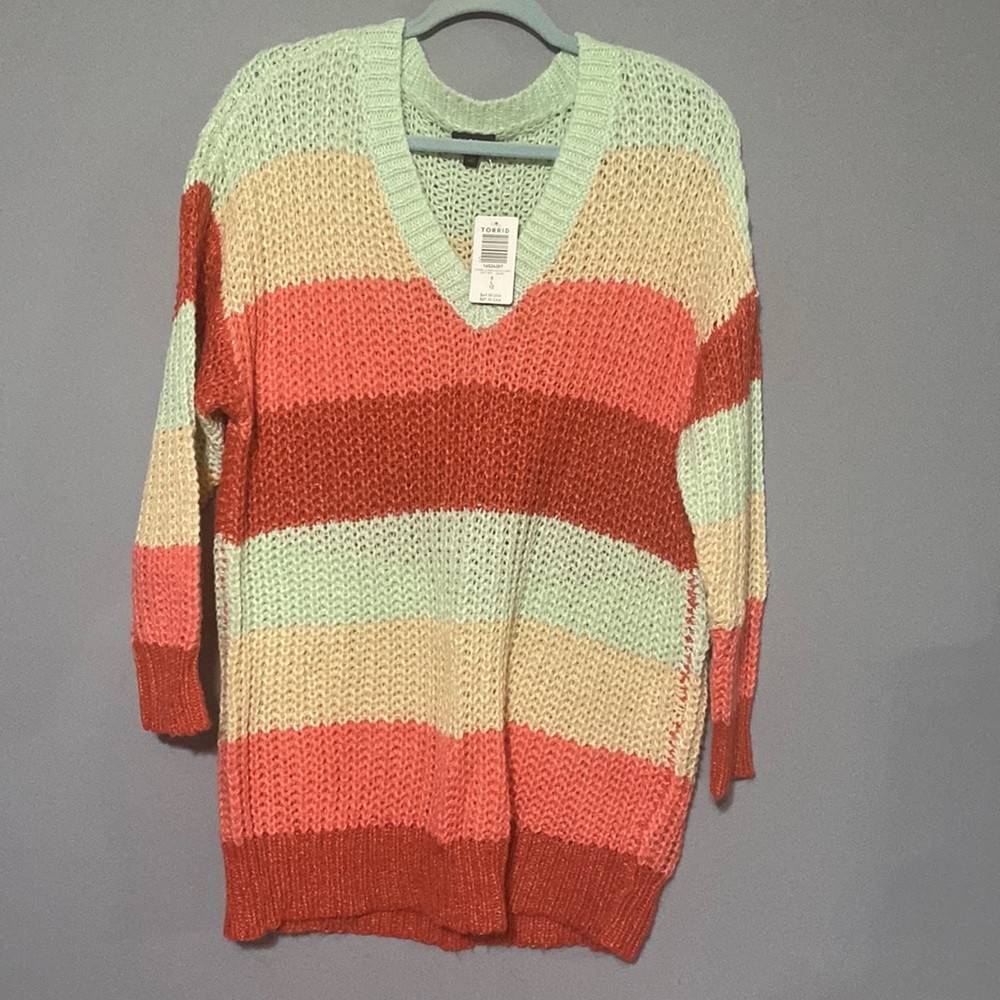 Torrid orange blue knit sweater